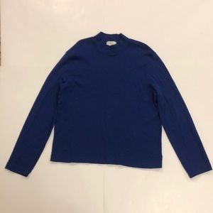 Jones New York XL mock neck Top Blue 100% cotton soft Excellent Condition